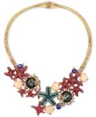 Betsey Johnson Gold-tone Crystal And Stone Starfish Hinged Collar Necklace