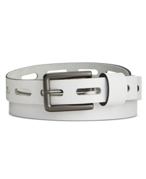 Calvin Klein Large Perforated Flat Strap Skinny Belt