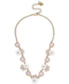 Betsey Johnson Gold-tone Pink Crystal Flower Statement Necklace