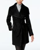Elie Tahari Leather-trim Wrap Coat
