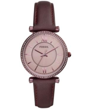 Fossil Women's Carlie Purple Leather Strap Watch 35mm