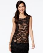 Alfani Prima Foil Cross-over Top, Only At Macy's