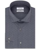 Calvin Klein Steel Men's Slim-fit Non-iron Performance Stretch Blue Print Dress Shirt