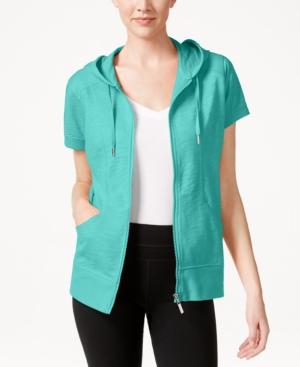 Style & Co. Short-sleeve Zip-front Hoodie, Only At Macy's