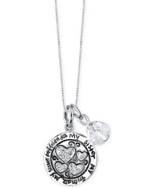 Unwritten Friendship Charm And Crystal Necklace In Stainless Steel