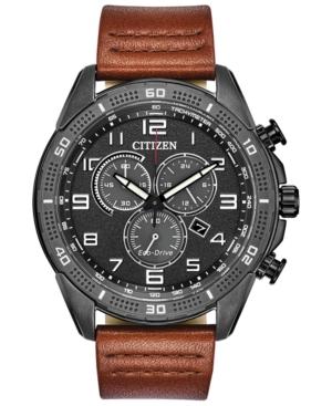 Citizen Drive From Citizen Eco-drive Men's Ltr Brown Leather Strap Watch 45mm