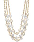 Charter Club Gold-tone Imitation Pearl And Faceted Bead Triple Layer Necklace, Only At Macy's
