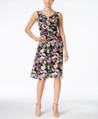 Ny Collection Printed Faux-wrap Crossover Dress