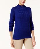 Karen Scott Pearl-embellished Mock-neck Sweater, Created For Macy's