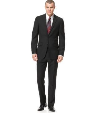 Kenneth Cole Reaction Suit Black Solid Slim Fit