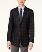 Calvin Klein Men's Slim-fit Black & Navy Plaid Sport Coat