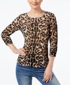 Inc International Concepts Ruched Animal-print Sweater, Created From Macy's