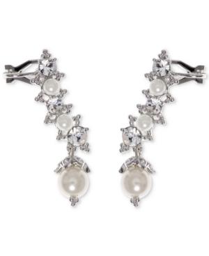 Marchesaswarovski & Imitation Pearl Ear Climber Earrings