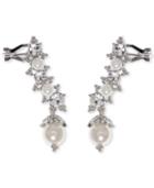 Marchesaswarovski & Imitation Pearl Ear Climber Earrings