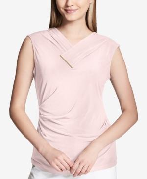 Calvin Klein Ruched Hardware-embellished Top