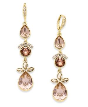Givenchy Gold-tone Pave & Pink Crystal Triple Drop Earrings