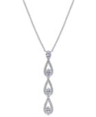 Danori Silver-tone Triple Drop Pave Pendant Necklace