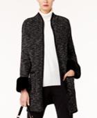 Alfani Faux-fur-cuff Sweater Coat, Created For Macy's