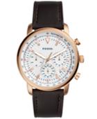 Fossil Men's Chronograph Goodwin Brown Leather Strap Watch 44mm