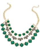 Charter Club Gold-tone Green Stone And Crystal Drama Necklace, Only At Macy's