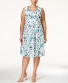 Connected Plus Size Sleeveless Floral-print A-line Dress