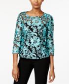 Alex Evenings Three-quarter-sleeve Soutache Blouse
