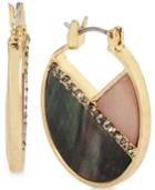 Kenneth Cole New York Gold-tone Pave Colored Shell Hoop Earrings