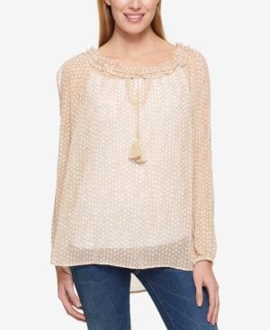 Tommy Hilfiger Sheer Cold-shoulder Top, Only At Macy's
