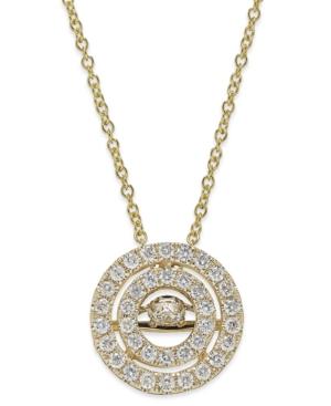 Twinkling Diamond Star Diamond Double Circle Pendant Necklace In 14k White Or Yellow Gold (3/8 Ct. T.w.)