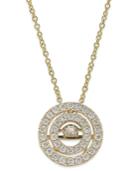 Twinkling Diamond Star Diamond Double Circle Pendant Necklace In 14k White Or Yellow Gold (3/8 Ct. T.w.)
