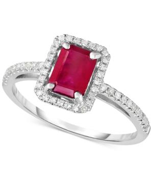 Ruby (1-1/4 Ct. T.w.) & Diamond (1/5 Ct. T.w.) Ring In 14k White Gold