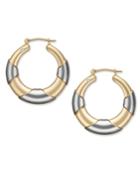 Signature Gold™ 14k Gold And 14k White Gold Earrings, Diamond Accent Graduated Hoop Earrings