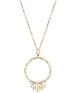 Lucky Brand Tri-tone Hoop Pendant Necklace