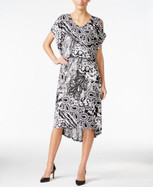 Jm Collection Cold-shoulder Printed Dress, Only At Macy's