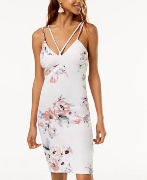 Sequin Hearts Juniors' Double-strap Ruched Bodycon Dress