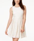 Speechless Juniors' Faux-pearl-trim Glitter-detail Cutout Dress