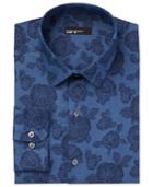 Bar Iii Men's Slim-fit Denim Rose Print Dress Shirt, Only At Macy's