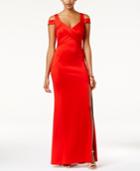 Emerald Sundae Juniors' Cold-shoulder Slit Gown
