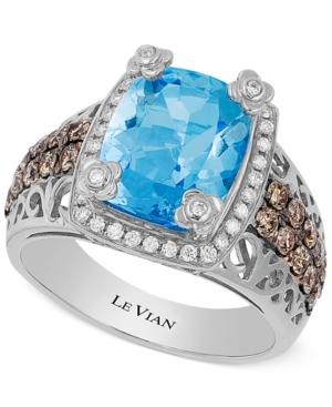 Le Vian Ocean Blue Topaz (4 Ct. T.w.) And Diamond (3/4 Ct. T.w.) Ring In 14k White Gold