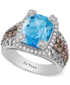 Le Vian Ocean Blue Topaz (4 Ct. T.w.) And Diamond (3/4 Ct. T.w.) Ring In 14k White Gold