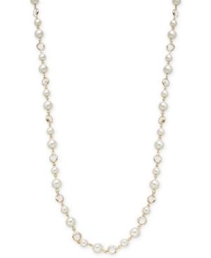 Charter Club Gold-tone Crystal & Imitation Pearl Strand Necklace, 42 + 2 Extender, Created For Macy's