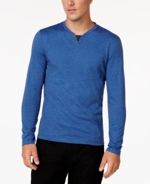 Alfani Men's Heathered Henley, Created For Macy's