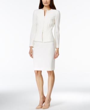 Tahari Asl Crepe Pintucked Peplum Skirt Suit