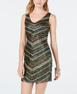 As U Wish Juniors' Chevron Sequin Bodycon Dress