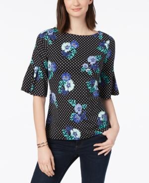 Charter Club Printed Elbow-sleeve Top, Created For Macy's