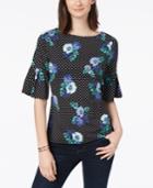 Charter Club Printed Elbow-sleeve Top, Created For Macy's