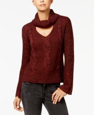 American Rag Juniors' Bell-sleeve Cable-knit Turtleneck Sweater, Created For Macy's