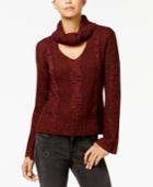 American Rag Juniors' Bell-sleeve Cable-knit Turtleneck Sweater, Created For Macy's