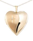 Diamond Accent Polished Locket Pendant Necklace In 14k Gold