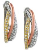 Trio By Effy Diamond Twisted Hoop Earrings (3/8 Ct. T.w.) In 14k White, Yellow And Rose Gold